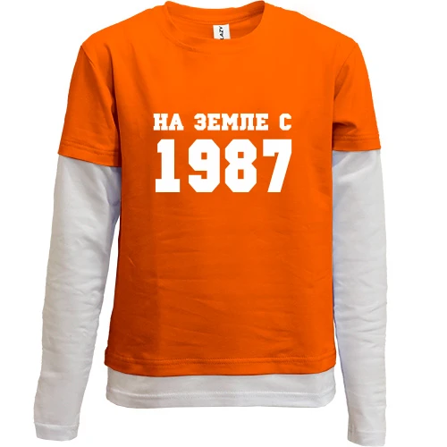 Комбинированный детский лонгслив, красный, На земле с 1987