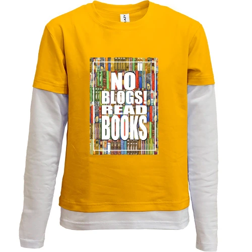 Комбинированный детский лонгслив, желтый, No blogs! Read books