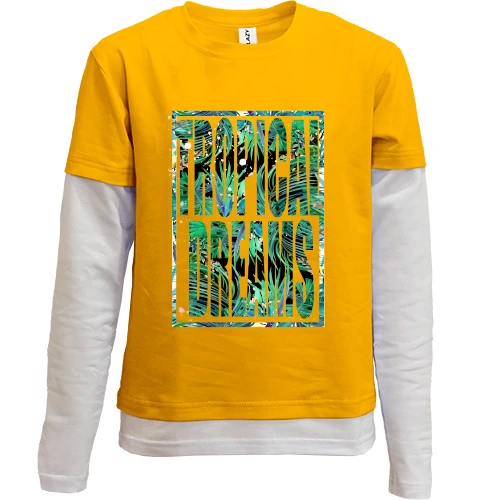 Комбинированный детский лонгслив, желтый, Tropical dreams (2)