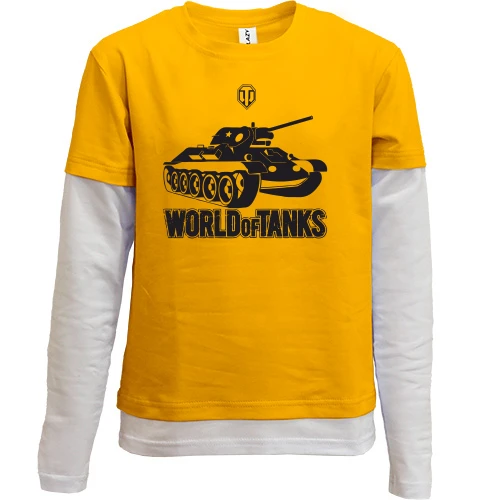 Комбинированный детский лонгслив, желтый, WOT с танком