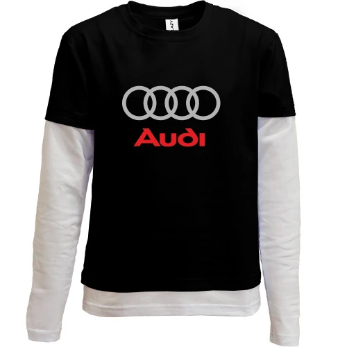 Комбинированный детский лонгслив, черный, с логотипом Audi