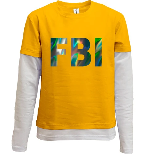 Комбинированный детский лонгслив, желтый, FBI (голограмма)