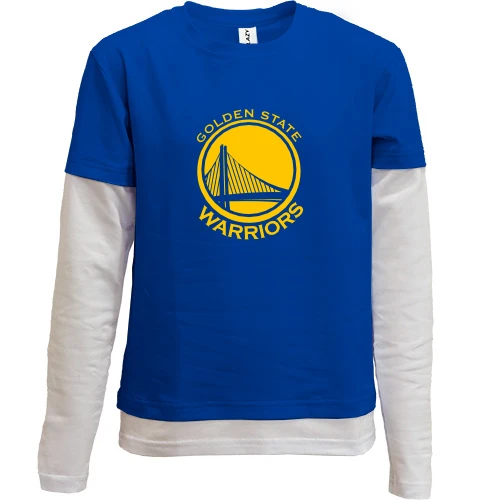 Комбинированный детский лонгслив с одноцветным логотипом Golden State Warriors