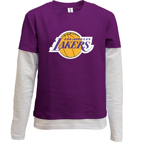 Комбинированный детский лонгслив, фиолетовый, Los Angeles Lakers
