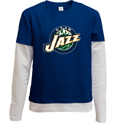 Комбинированный детский лонгслив, синий, Utah Jazz