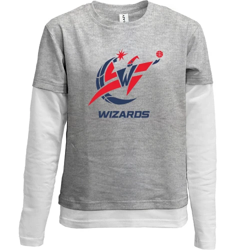 Комбинированный детский лонгслив, желтый, Washington Wizards