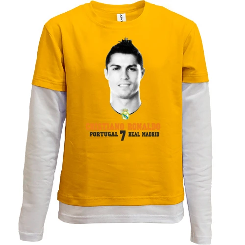 Комбинированный детский лонгслив, желтый, с Cristiano Ronaldo