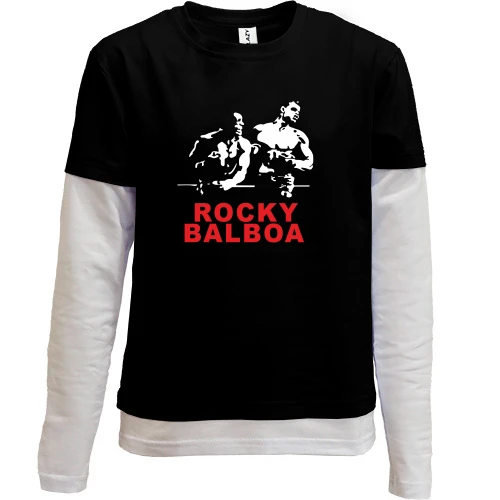 Комбинированный детский лонгслив, Черный, Rocky Balboa