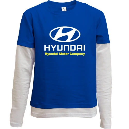 Комбинированный детский лонгслив, синий, Hyundai