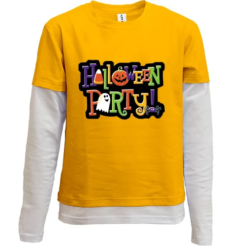 Комбинированный детский лонгслив, желтый, Happy Halloween