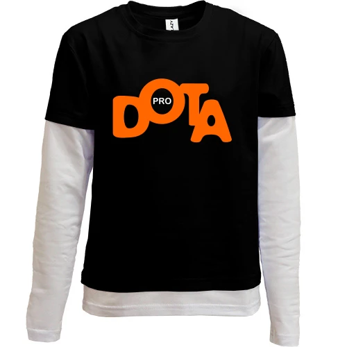 Комбинированный детский лонгслив, черный, Dota pro 2