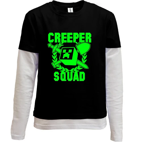 Комбинированный детский лонгслив, черный, Minecraft Squad