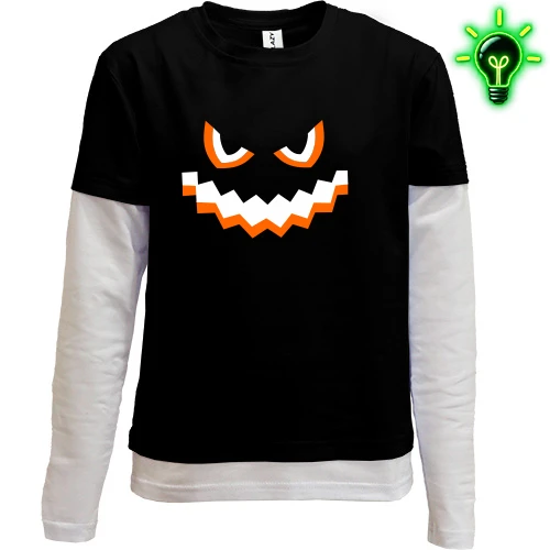 Комбинированный детский лонгслив "Evil Pumpkin Face"