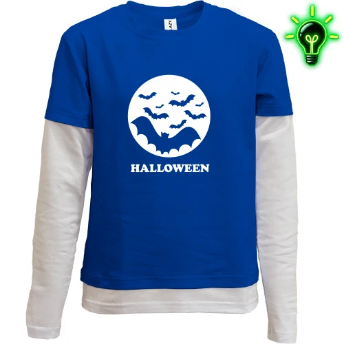 Комбинированный детский лонгслив, черный, Halloween Bats