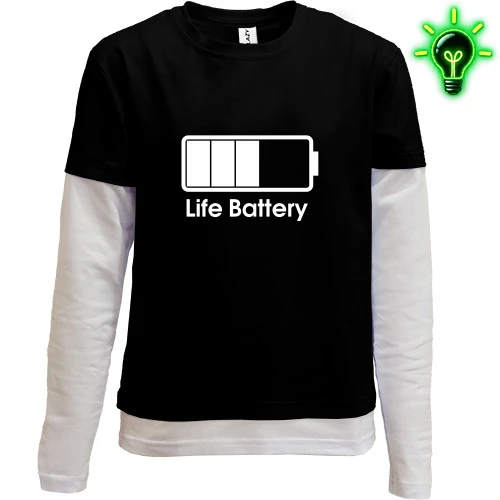 Комбинированный детский лонгслив, черный, Life Battery