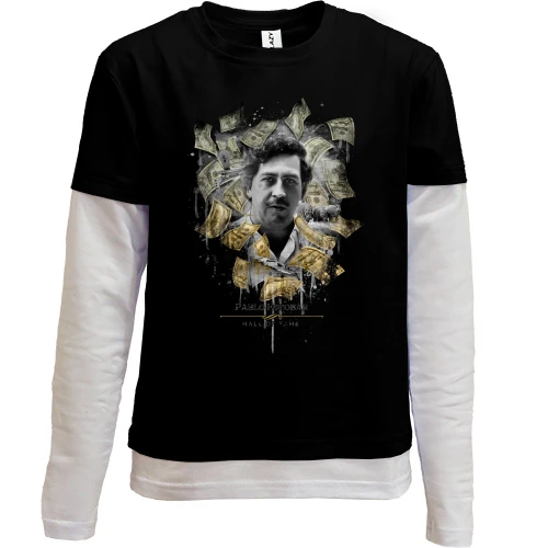 Комбинированный детский лонгслив, черный, Pablo Escobar