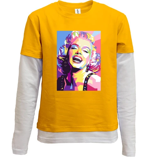 Комбинированный детский лонгслив, желтый, Marilyn Monroe Art