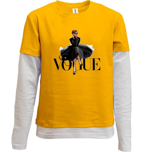 Комбинированный детский лонгслив, желтый, Vogue