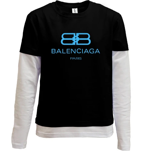 Комбинированный детский лонгслив, черный, Balenciaga
