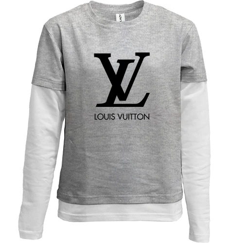 Комбинированный детский лонгслив, серый, Louis Vuitton