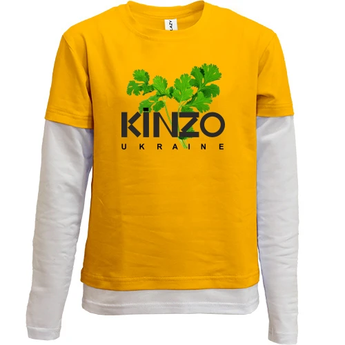 Комбинированный детский лонгслив, желтый, KINZO