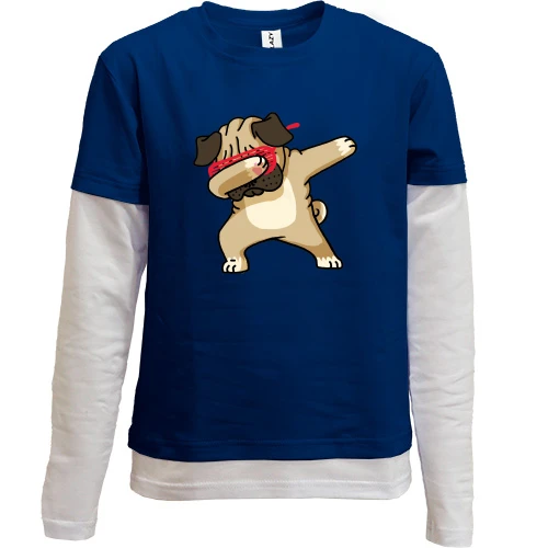 Комбинированный детский лонгслив, синий, Dabbing Dog