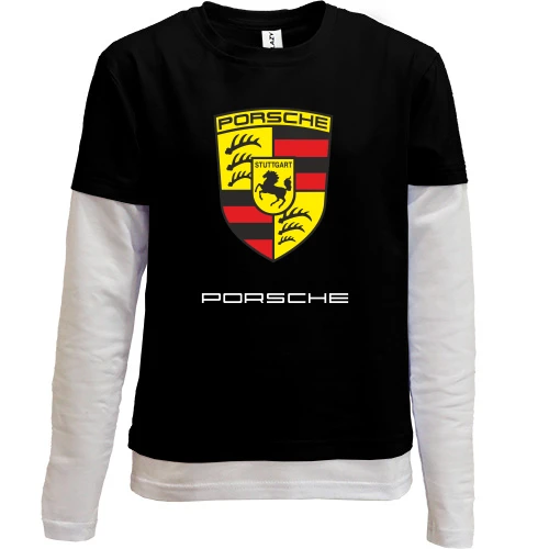 Комбинированный детский лонгслив, черный, Porsche