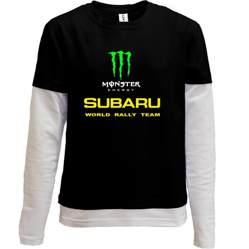 Комбинированный детский лонгслив, черный, Subaru monster energy