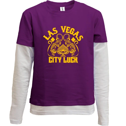 Комбинированный детский лонгслив, фиолетовый, Las Vegas City Luck