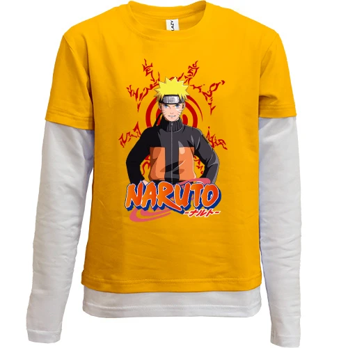 Комбинированный детский лонгслив, желтый, Наруто (Naruto)