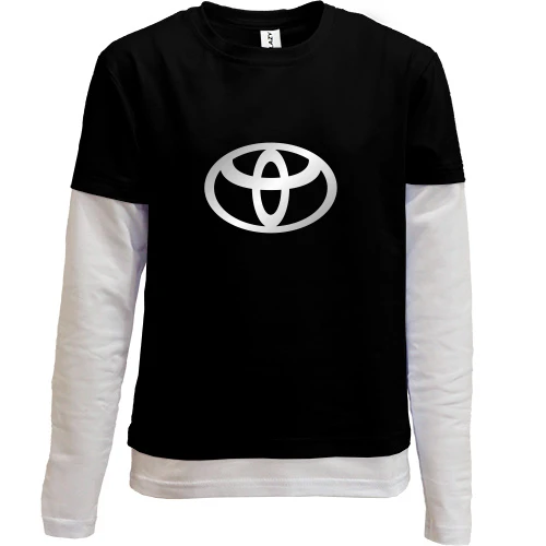 Комбинированный детский лонгслив, черный, с градиентным логотипом Toyota