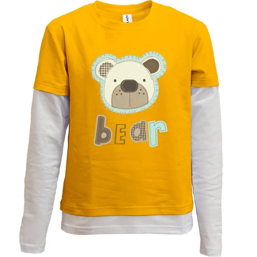 Комбинированный детский лонгслив, желтый, Bear