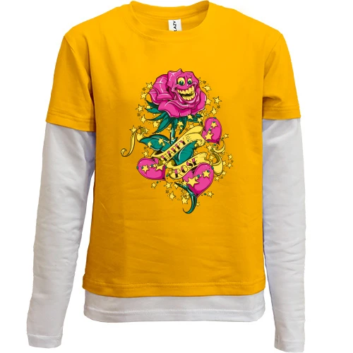 Комбинированный детский лонгслив, желтый, Happy Rose