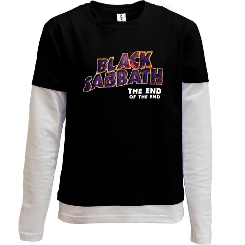 Комбинированный детский лонгслив, черный, Black Sabbath - The end