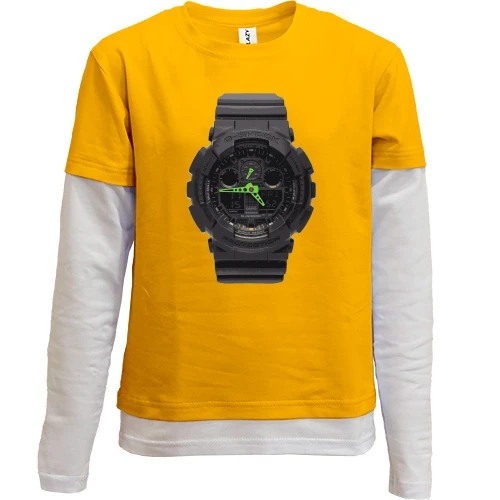 Комбинированный детский лонгслив, желтый, g shock