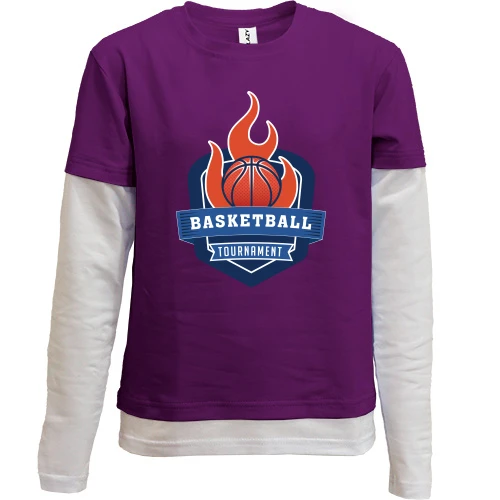 Комбинированный детский лонгслив, фиолетовый, Basketball Tournament