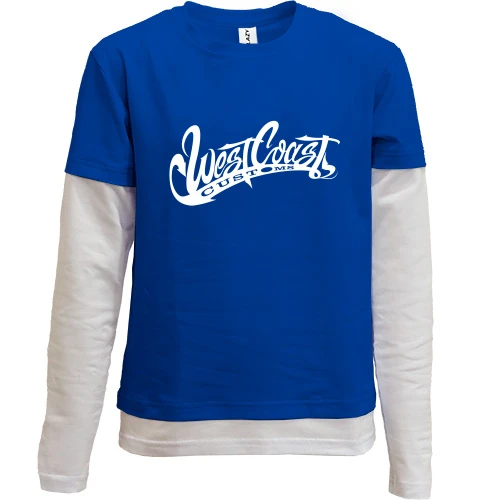 Комбинированный детский лонгслив, синий, West Coast Customs