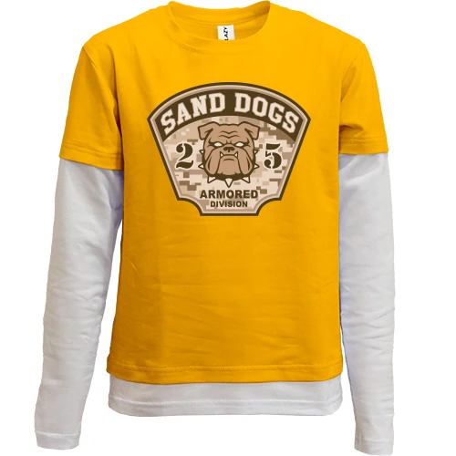 Комбинированный детский лонгслив, желтый, Sand dogs armored division