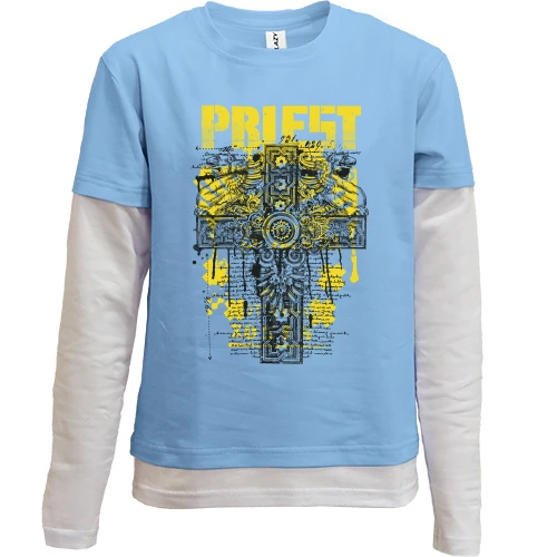 Комбинированный детский лонгслив, желтый, Priest