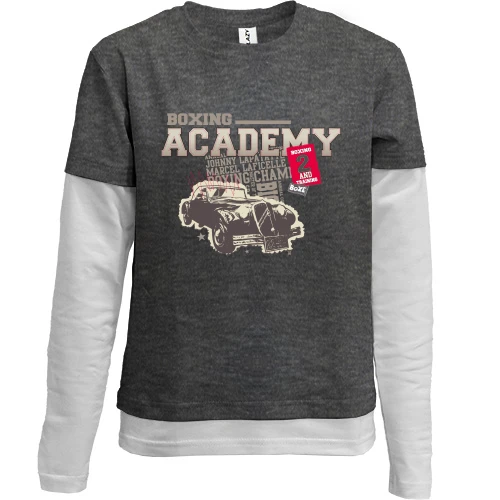 Комбинированный детский лонгслив, черный, Boxing academy car
