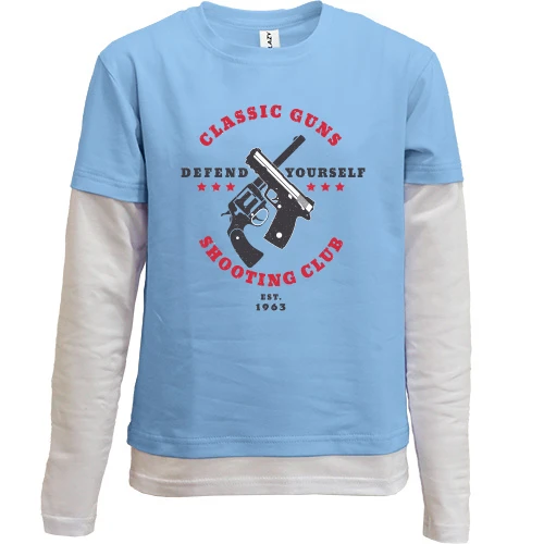 Комбинированный детский лонгслив, желтый, Classic Guns Shooting Club