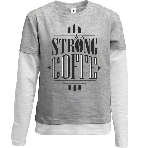 Комбинированный детский лонгслив, серый, Strong Coffee