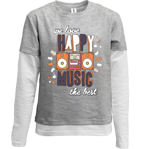 Комбинированный детский лонгслив We love happy music the best