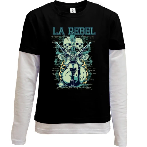 Комбинированный детский лонгслив, черный, la rebel