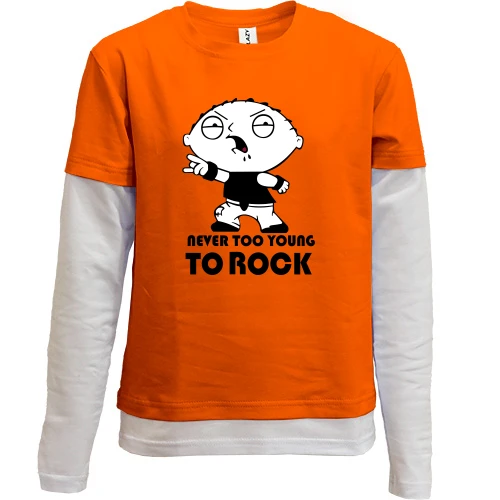 Комбинированный детский лонгслив, красный, Never too young to rock