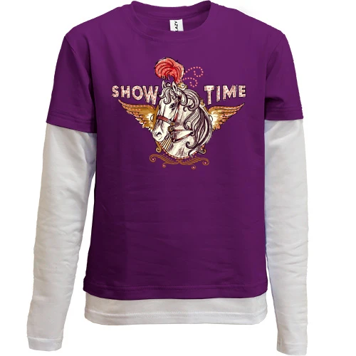 Комбинированный детский лонгслив, фиолетовый, Show Time
