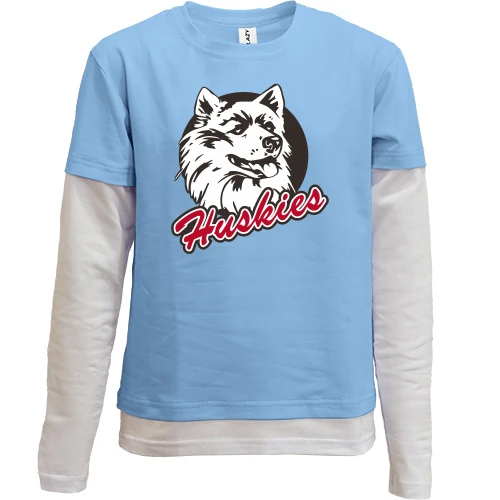 Комбинированный детский лонгслив, синий, Huskies