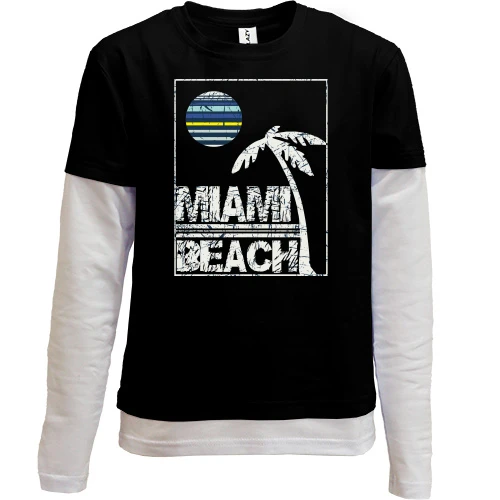 Комбинированный детский лонгслив, черный, Miami Beach