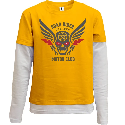 Комбинированный детский лонгслив, желтый, road rider motor club