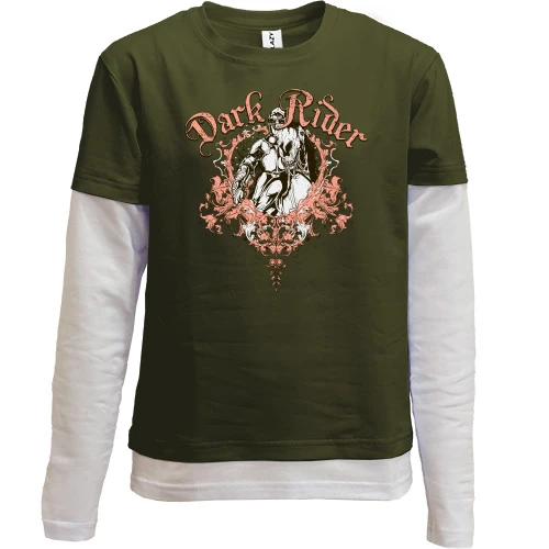 Комбинированный детский лонгслив, хаки, dark rider